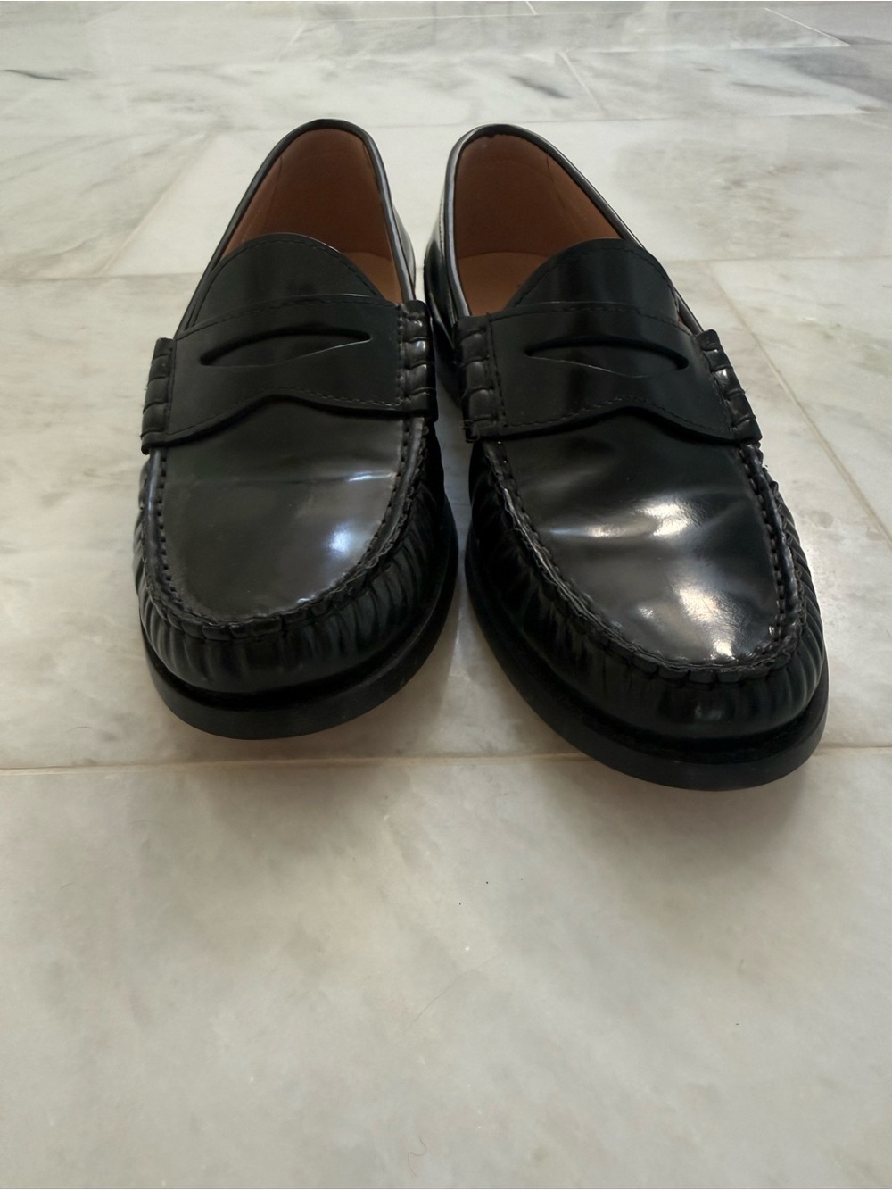 Women’s Winona Black Leather Penny Loafers - Picture 3 of 4